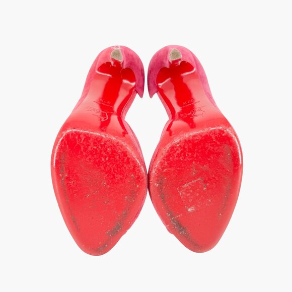 Christian Louboutin Deepik 120 Pumps EU 37.5 US 7.5 Pink Suede Wiggle Heel Shoe - Picture 10 of 11